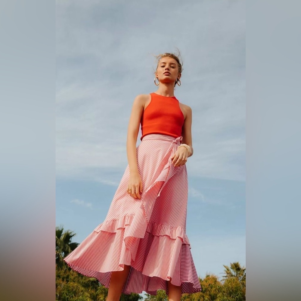 NWT Anthropologie Maeve Penny  Ruffled Midi Skirt Size XL